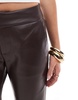 Bershka faux leather flared pants in brown