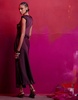 ASOS DESIGN asymmetric satin dress with ruffle detail in dark purple