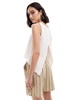 ASOS DESIGN wrap back linen mix top in natural
