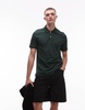 ARKET pique jersey short sleeve polo shirt in dark green