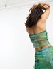Reclaimed Vintage bandeau jersey top in blue passley print - part of a set