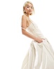 Amy Lynn Alexa shoulder tie puffball midi dress in milk