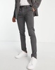 Bershka smart taliored pants with side split in gray