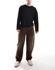 Bershka balloon fit jeans in vintage brown