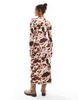 ASOS DESIGN chunky ribbed maxi dress with wrap waist in cow print