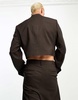 ASOS DESIGN cropped suit jacket in brown