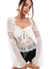 ASOS DESIGN lace and chiffon mix milkmaid blouse in ivory