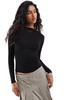 Brave Soul long sleeve sculpt top in black