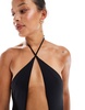 Bershka cut out halterneck swimsuit in black