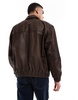 ASOS DESIGN oversized real leather harrington jacket in washed brown