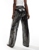 ASOS DESIGN sequin pants with contrast side panels in gray