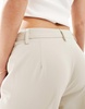 Stradivarius Petite tailored straight leg pants in mushroom