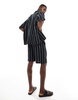 Bershka textured stripe short in black - part of a set