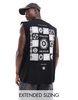 ASOS DESIGN oversized tank top in black with celestial back print