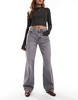 Bershka high waist 90s wide leg jeans in washed gray