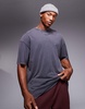 ADPT oversized washed good energy back print T-shirt in dark gray