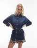 Mango relaxed fit denim shirt in dark blue