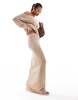 Aria Cove shimmer fine knit low rise maxi skirt in light gold - part of a set
