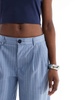 Bershka wide leg tailored pants in blue stripe