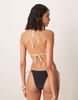 Stradivarius contrast detail bikini top in black