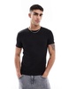 Bershka slim fit ribbed T-shirt in black