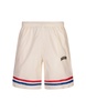 White Bermuda Shorts With Bands On The Bottom