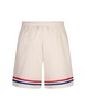 White Bermuda Shorts With Bands On The Bottom