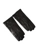 Black Leather Short Gloves Logo Details