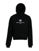 Black Cotton Hoodie Logo Print
