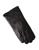 Black Leather Short Gloves Logo Details