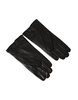 Black Leather Short Gloves Logo Details