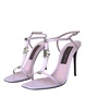 Purple Leather Logo Ankle Strap Heels Sandals Shoes