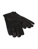Black Leather Short Gloves Logo Details