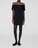satin bow strapless fleur dress - black
