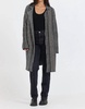 houndstooth furry fleece knit coat in black/white