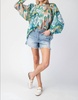 printed blouse in juniper green