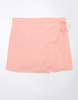 ae linen-blend faux wrap skort