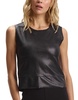 faux leather muscle crop tank in black
