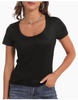 short sleeve scoop neck tee shirt in black