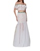 cropped top prom dress in emerald/nude
