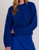 cozy drop shoulder sweater in rich cobalt