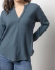 rounded hem split neck top in abyss