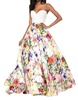 beaded corset bodice prom dress in ivory/print