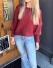 ribbed crop sweater in maroon