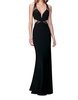 v neck jersey gown in black