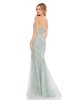 Women's Embellished Sleeveless Plunge Neck Trumpet Gown