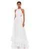 pleated criss cross cut-out halter neck gown
