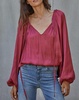 sue satin top in ruby