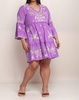 arzella knit embroidered easy tiered dress in purple
