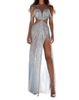 slim column fit prom dress in silver